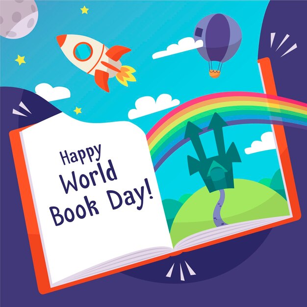 Hand drawn world book day illustration