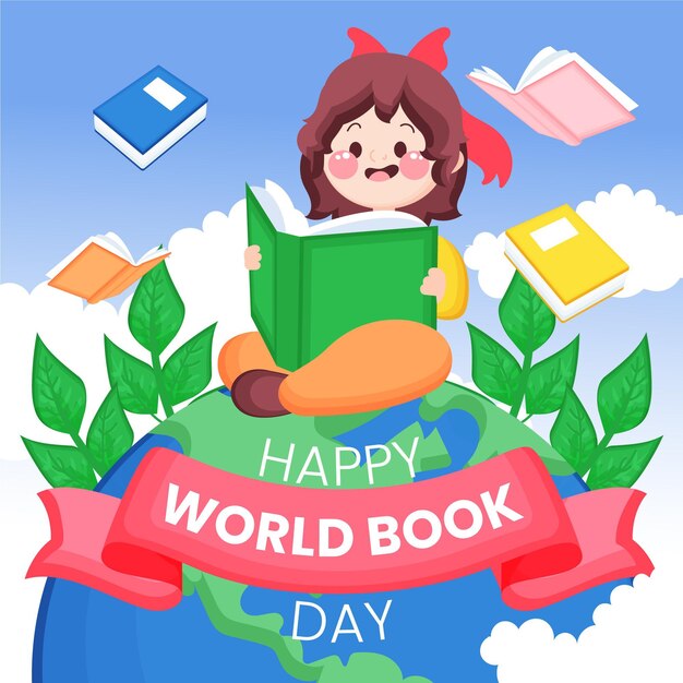 Hand drawn world book day illustration