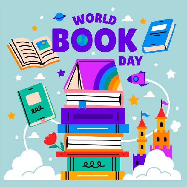 Hand drawn world book day illustration