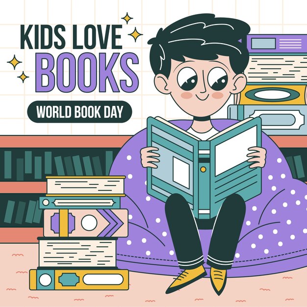 Hand drawn world book day illustration