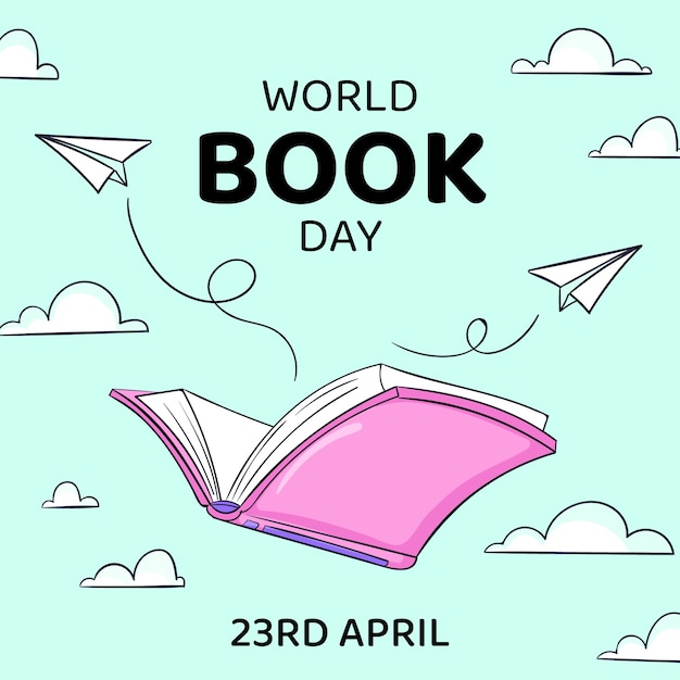 Hand drawn world book day illustration