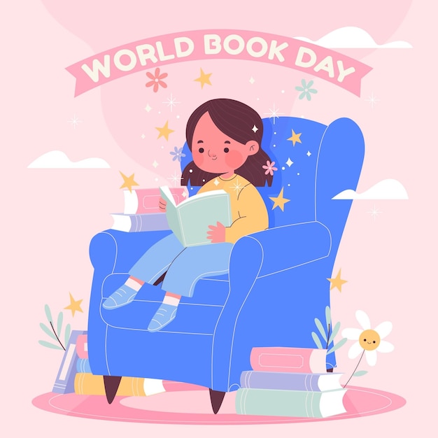 Hand drawn world book day illustration