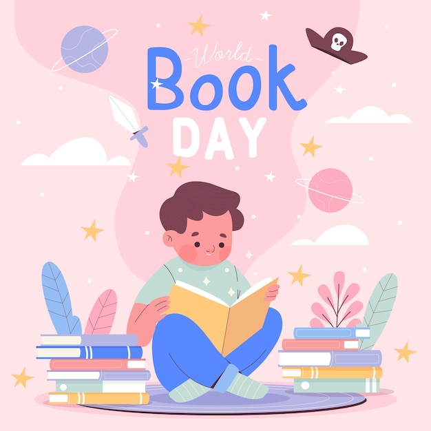 Hand drawn world book day illustration