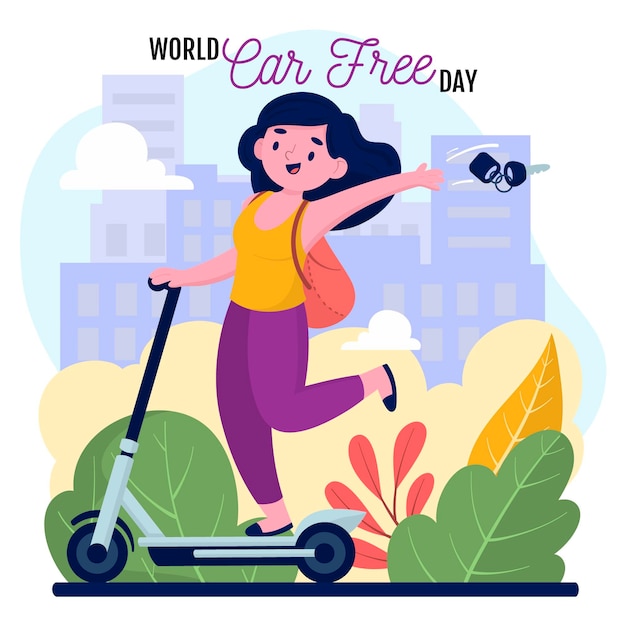 Hand drawn world car free day