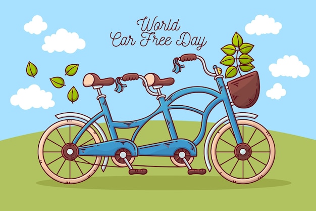 Free Vector hand drawn world car free day