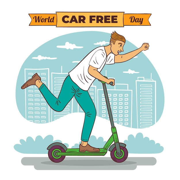 Hand drawn world car free day