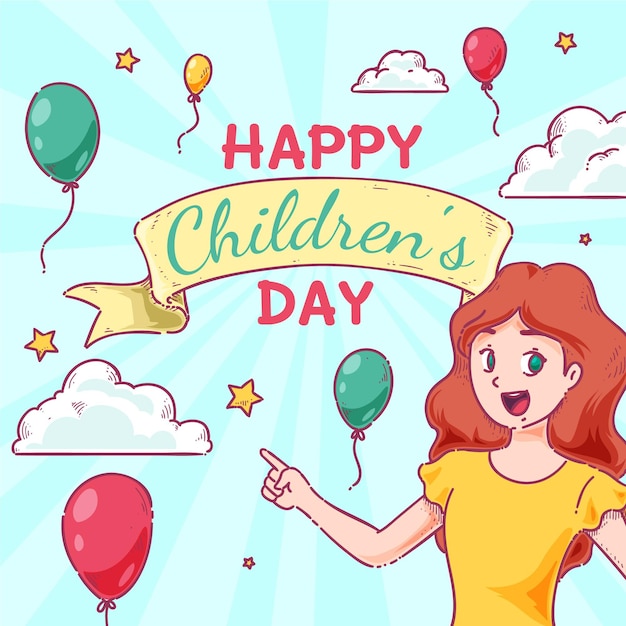 Free Vector hand drawn world children's day illustration