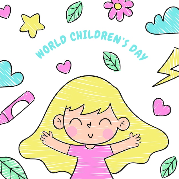 Free Vector hand drawn world children's day illustration