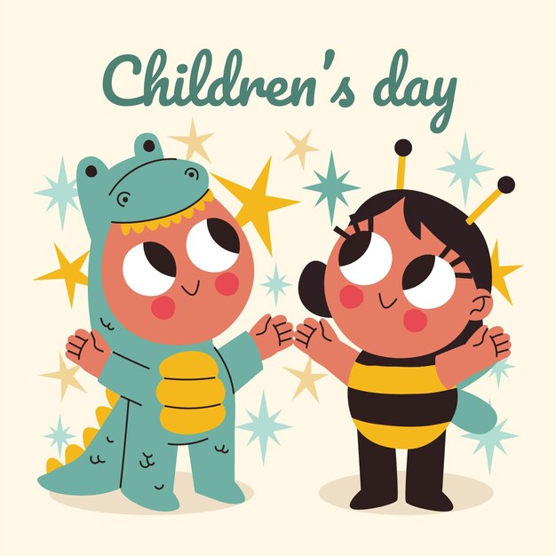 Hand drawn world children's day illustration