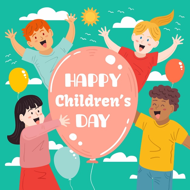 Hand drawn world childrens day concept