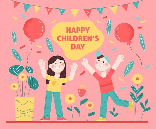 Hand drawn world childrens day concept