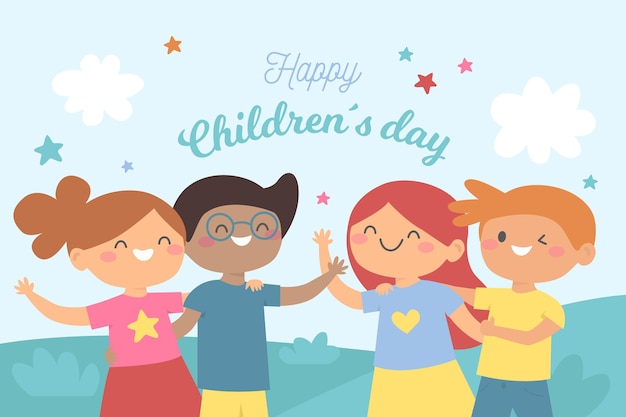 Free Vector hand drawn world childrens day