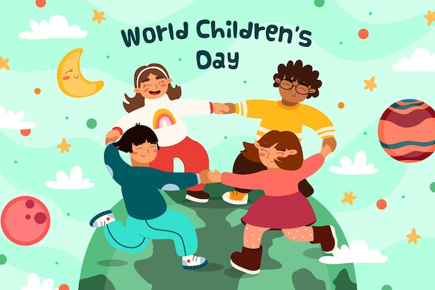 Free Vector hand drawn world childrens day