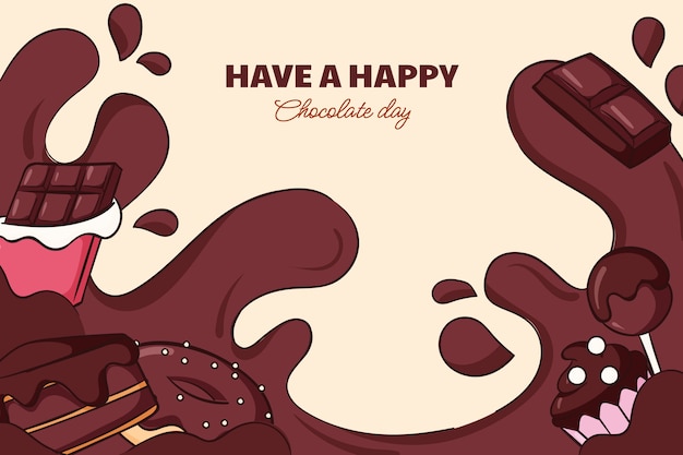 Free Vector hand drawn world chocolate day background with chocolate sweets