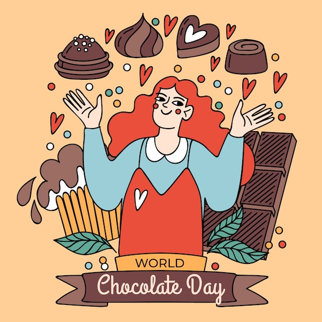 Free vector hand drawn world chocolate day celebration illustration