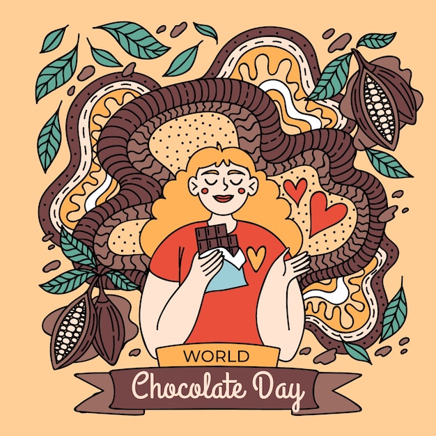 Free vector hand drawn world chocolate day celebration illustration