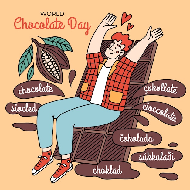 Free Vector hand drawn world chocolate day celebration illustration