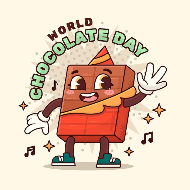 Free Vector hand drawn world chocolate day illustration with chocolate bar