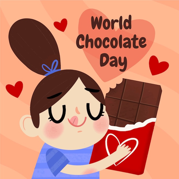 Free vector hand drawn world chocolate day illustration