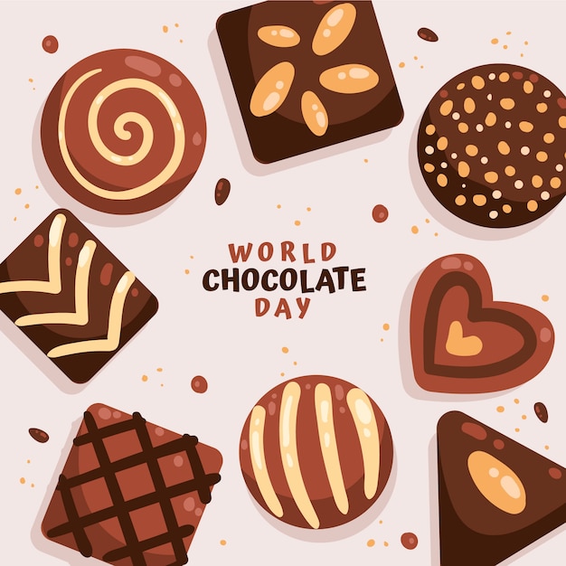 Free Vector hand drawn world chocolate day illustration