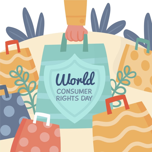 Free Vector hand drawn world consumer rights day illustration