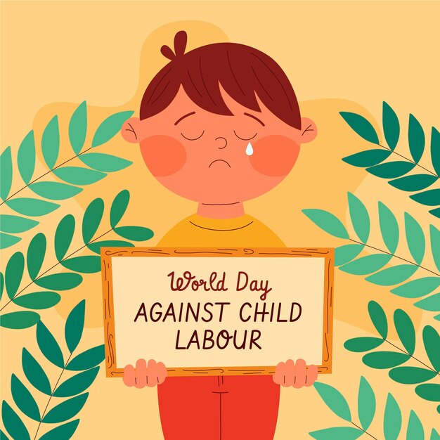 Hand drawn world day against child labour illustration