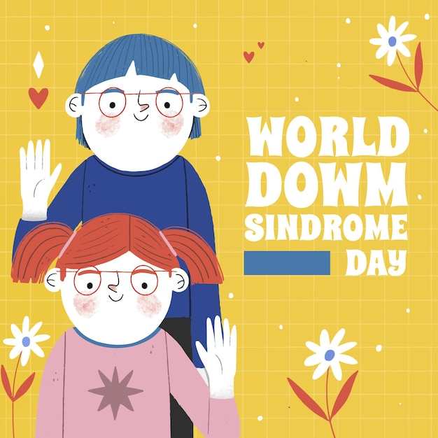 Hand drawn world down syndrome day illustration