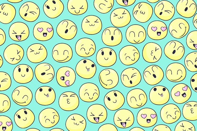 Free Vector hand drawn world emoji day background with emoticons