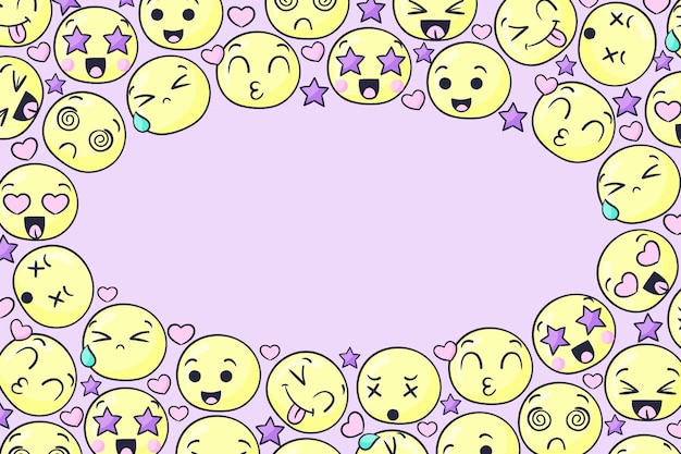 Hand drawn world emoji day background with emoticons