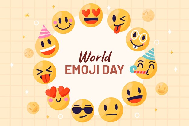 Hand drawn world emoji day background