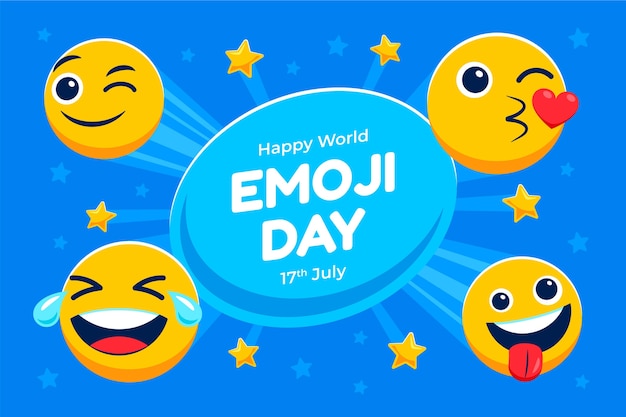 Hand drawn world emoji day background