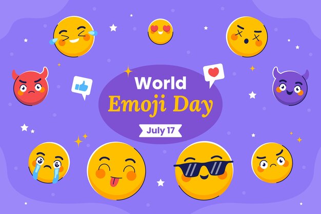 Hand drawn world emoji day dynamic background