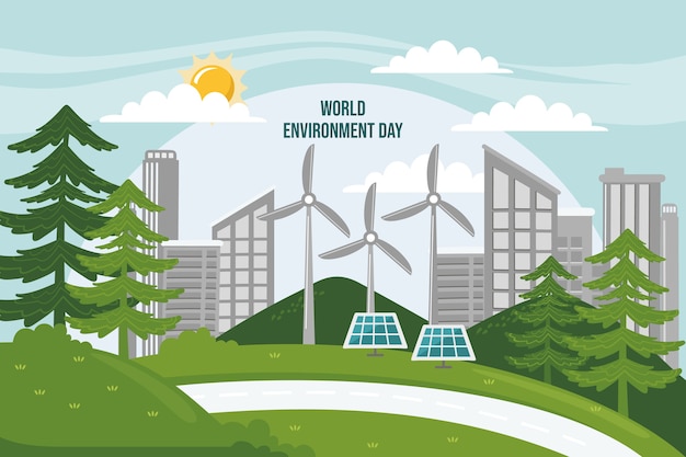 Hand drawn world environment day background