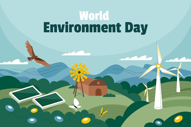 Hand drawn world environment day background