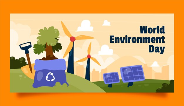 Hand drawn world environment day horizontal banner template