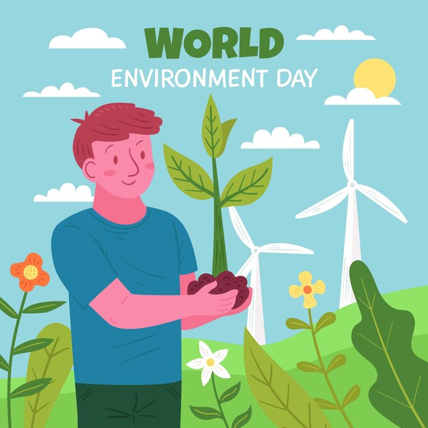 Hand drawn world environment day illustration