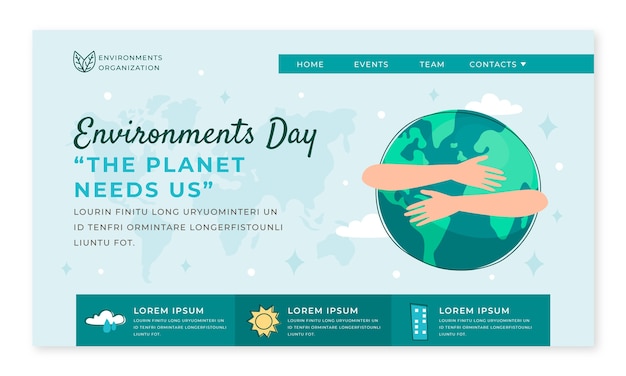 Hand drawn world environment day landing page template