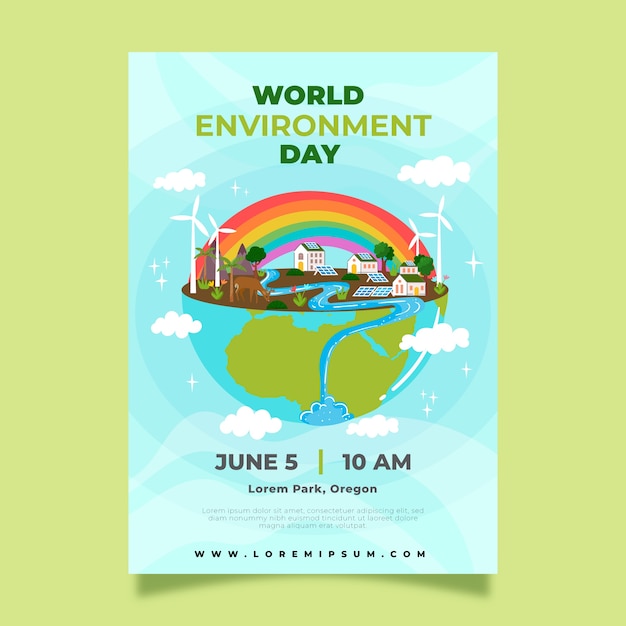 Hand drawn world environment day template