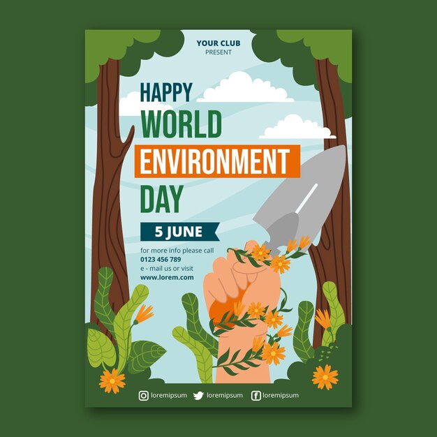 Free Vector hand drawn world environment day template