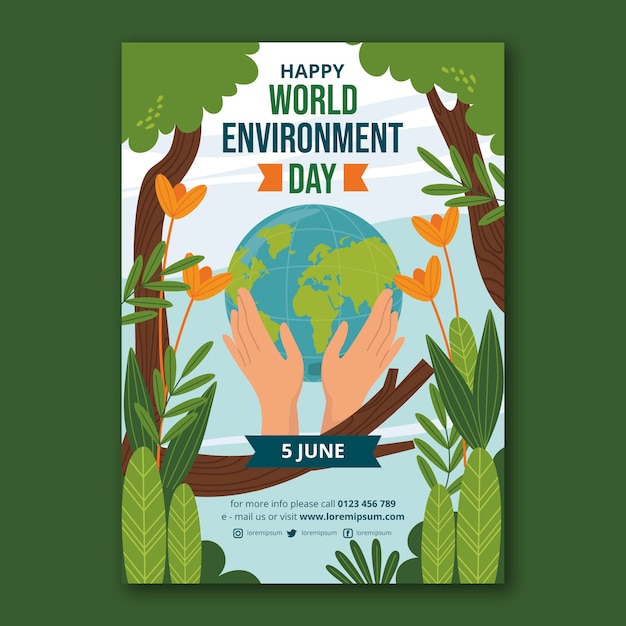 Hand drawn world environment day template