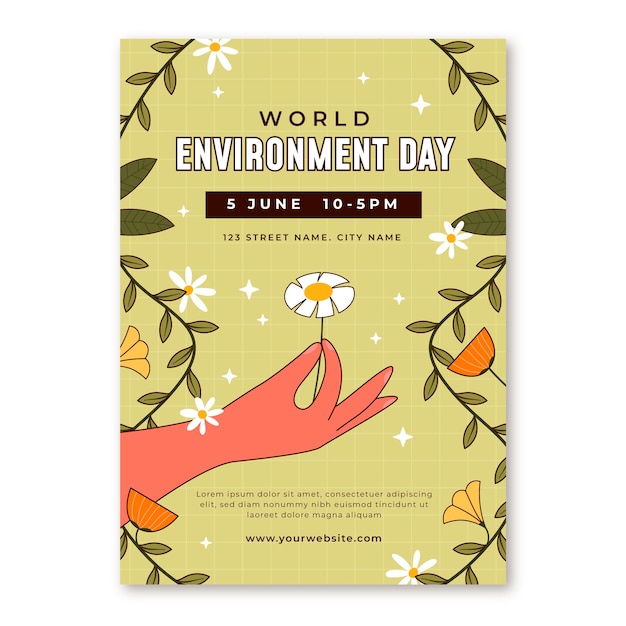 Free Vector hand drawn world environment day vertical poster template