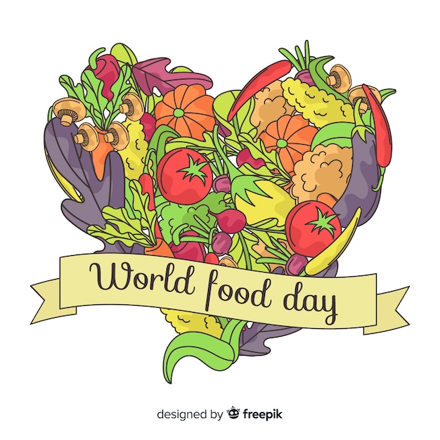 Hand drawn world food day background