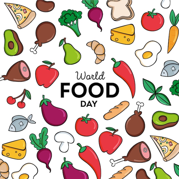 Hand drawn world food day background