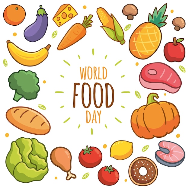 Hand-drawn world food day event cocnept