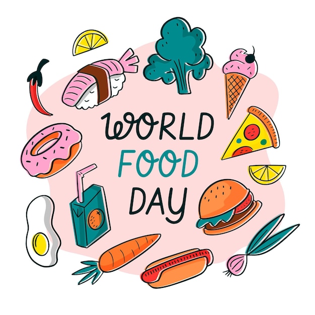 Hand-drawn world food day event design