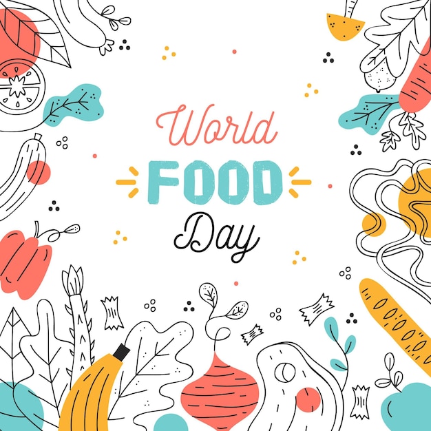 Hand drawn world food day event illustration