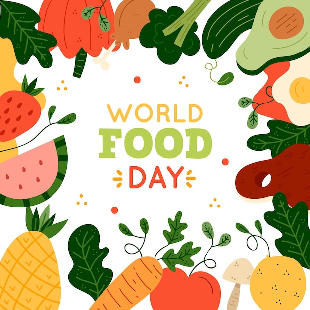 Hand drawn world food day illustration