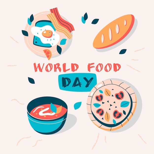 Hand drawn world food day illustration