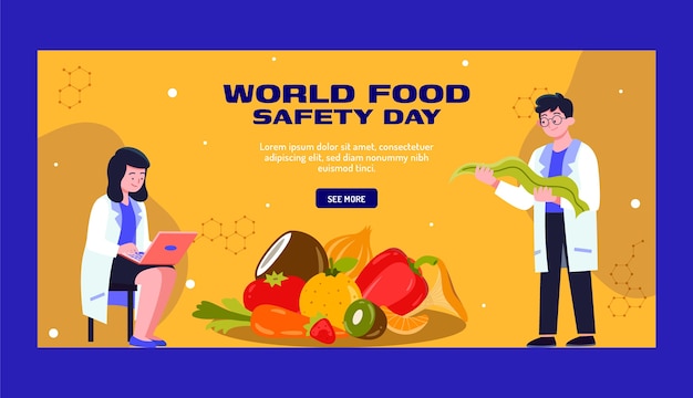 Free Vector hand drawn world food safety day horizontal banner template