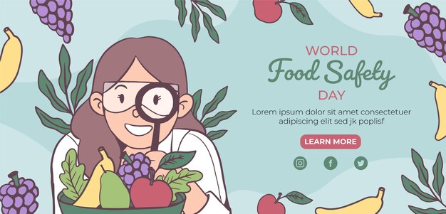 Hand drawn world food safety day horizontal banner template